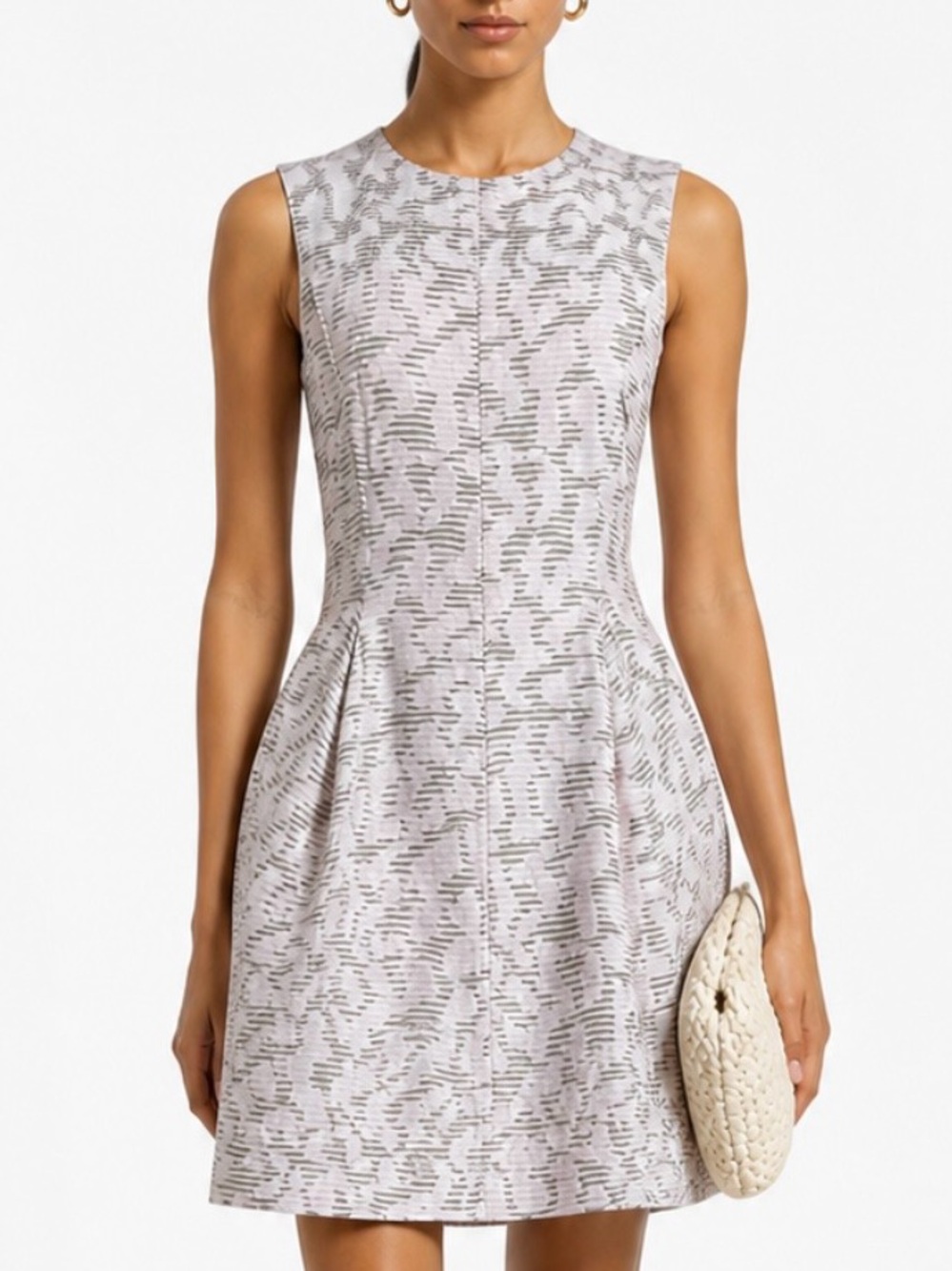 J. MENDEL Sleeveless Pale Pink Patterned A-Line Dress Size 4